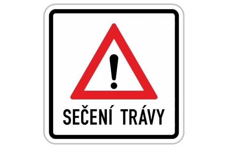 Dopravní značka - Sečení trávy Dopravní značka - Sečení trávy
