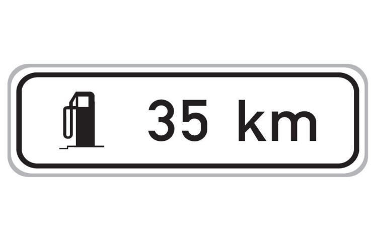 Dopravní značka E16 - Vzdálenost k příští čerpací stanici
