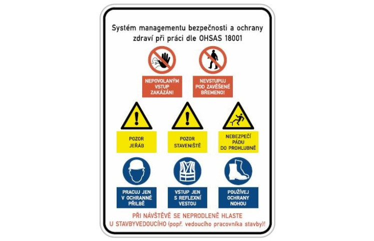 Tabule s bezpečnostními pokyny na stavbu
