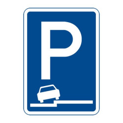 Dopravní značka IP11g - Parkoviště (částečné stání na chodníku podélné)