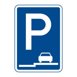 Dopravní značka IP11e - Parkoviště (stání na chodníku podélné)