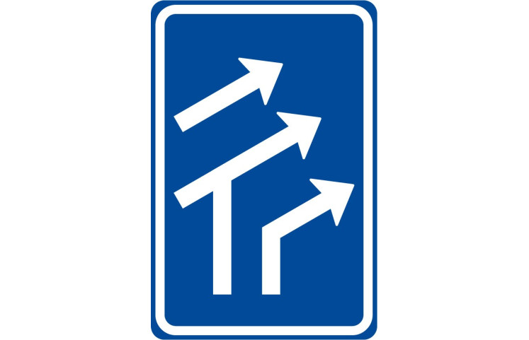 Dopravní značka IP17 - Uspořádání jízdních pruhů