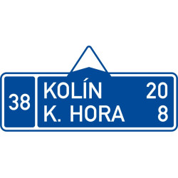 Dopravní značka IS3b - Směrová tabule (s dvěma cíli)