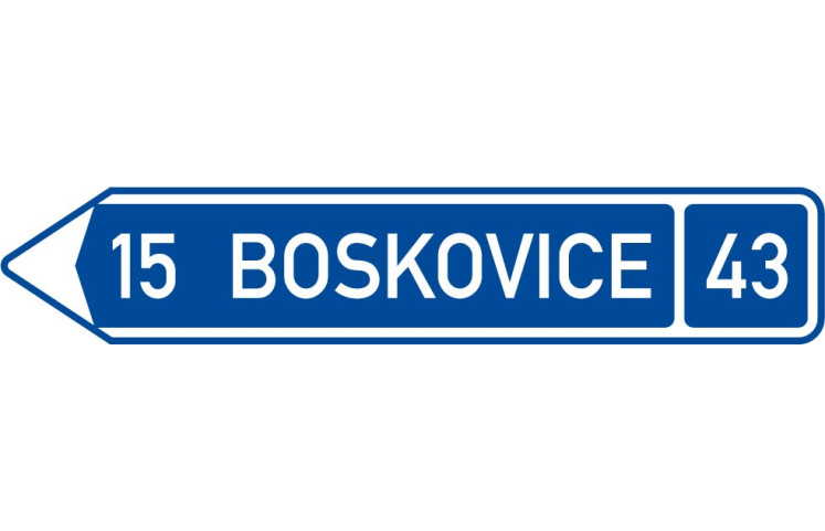 Dopravní značka IS3c - Směrová tabule (s jedním cílem)