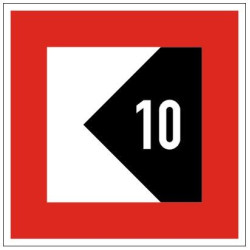 Plavební znak C5 - Plavební dráha je vzdálena od pravého (levého) břehu