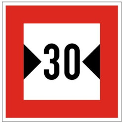 Plavební znak C3 - Šířka plavebního profilu nebo šířka plavební dráhy je omezena