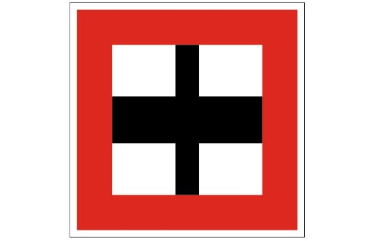 Plavební znak B9b - Povinnost před vplutím na hlavní vodní cestu nebo před jejím křížením