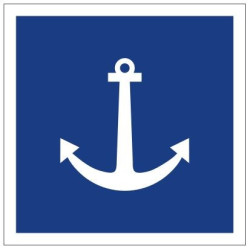 Plavební znak E6 - Povolené kotvení, vlečení kotev, lan nebo řetězů