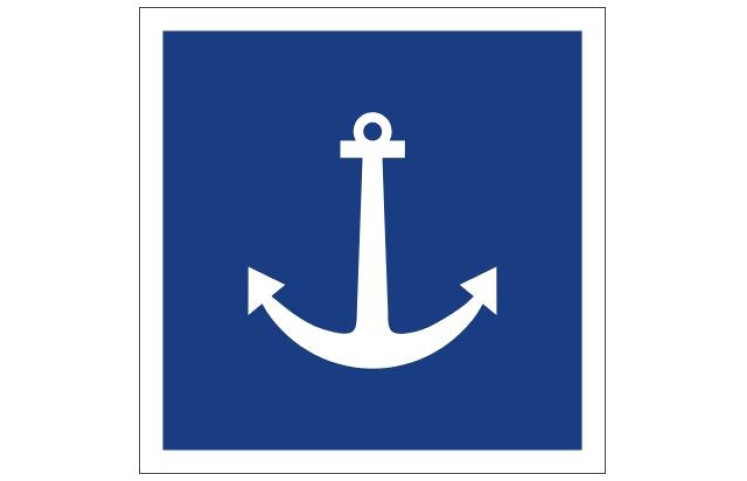 Plavební znak E6 - Povolené kotvení, vlečení kotev, lan nebo řetězů