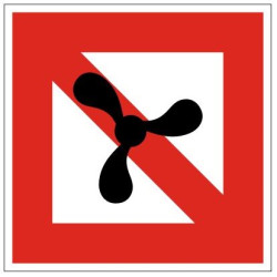 Plavební znak A12 - Zákaz plavby plavidel s vlastním pohonem