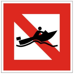 Plavební znak A18 - Zákaz plavby malých plavidel dosahujícíh vysoké rychlosti