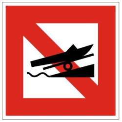 Plavební znak A19 - Zákaz spouštění plavidel na vodu