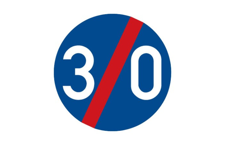 Dopravní značka C6b - Konec nejnižší dovolené rychlosti