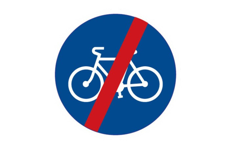 Dopravní značka C8b - Konec stezky pro cyklisty Dopravní značka C8b - Konec stezky pro cyklisty