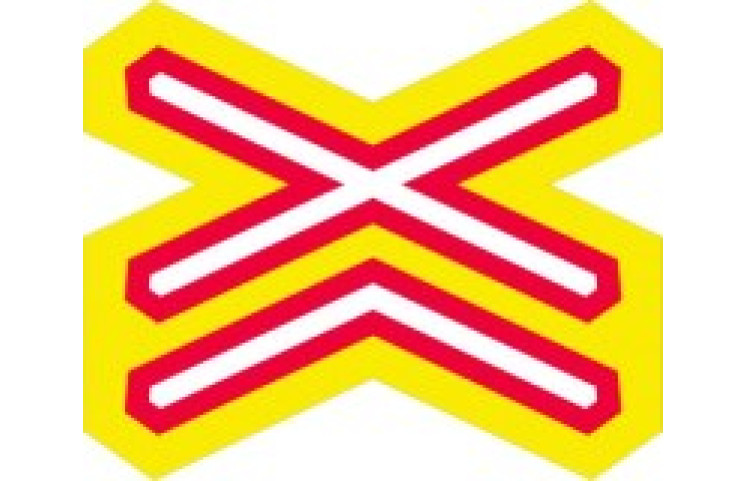 Doravní značka A32d - Výstražný kříž pro železniční přejezd vícekolejný Doravní značka A32d - Výstražný kříž pro železniční přejezd vícekolejný