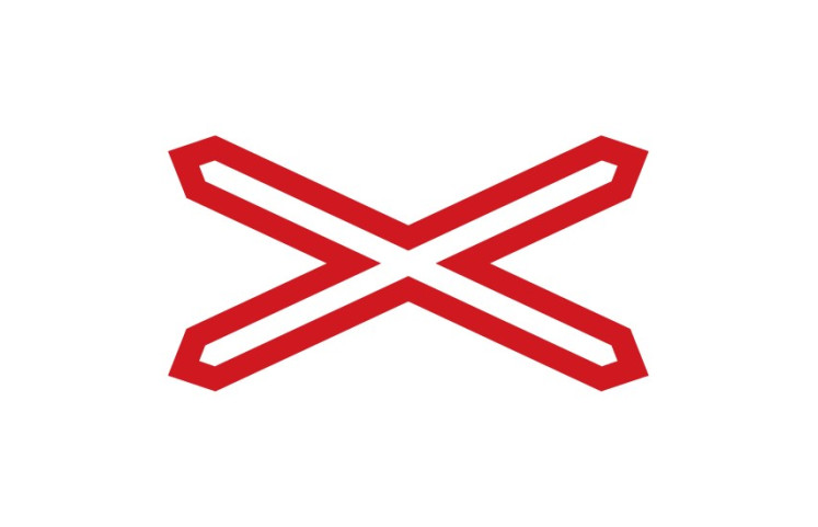 Dopravní značka A32a - Výstražný kříž pro železniční přejezd jednokolejný