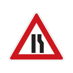 Dopravní značka A6b - Zúžená vozovka (z jedné strany)