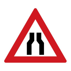 Dopravní značka A6a - Zúžená vozovka (z obou stran)