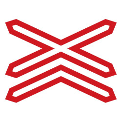 Doravní značka A32b - Výstražný kříž pro železniční přejezd vícekolejný