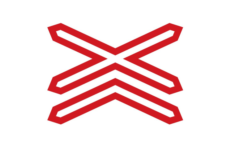 Doravní značka A32b - Výstražný kříž pro železniční přejezd vícekolejný