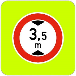 Dopravní značka B16 - Zákaz vjezdu vozidel, jejichž výška přesahuje vyznačenou mez, zvýrazněná