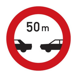 Dopravní značka B34 - Nejmenší vzdálenost mezi vozidly