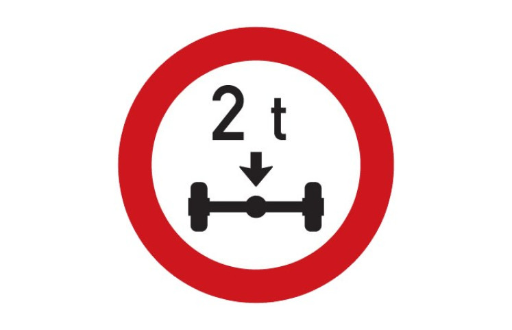 Dopravní značka B14 - Zákaz vjezdu vozidel, jejichž okamžitá hmotnost připadající na nápravu přesahuje vyznačenou mez