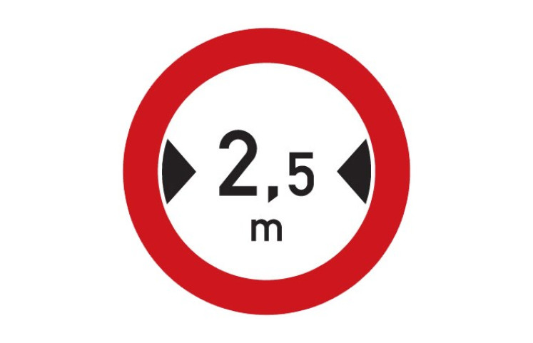 Dopravní značka B15 - Zákaz vjezdu vozidel, jejichž šířka přesahuje vyznačenou mez