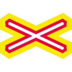 Doravní značka A32c - Výstražný kříž pro železniční přejezd jednokolejný