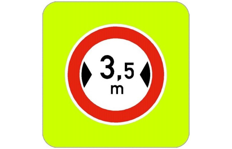 Dopravní značka B15 - Zákaz vjezdu vozidel, jejichž výška přesahuje vyznačenou mez, zvýrazněná