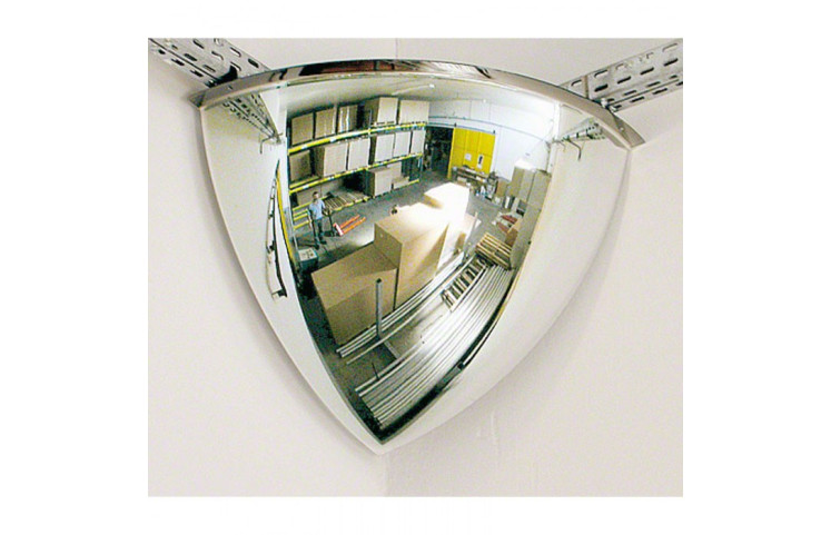 Interiérové kontrolní zrcadlo parabolické  1/8 koule rohové na zeď,