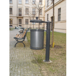 Litinový koš Masiv se sloupkem a víkem